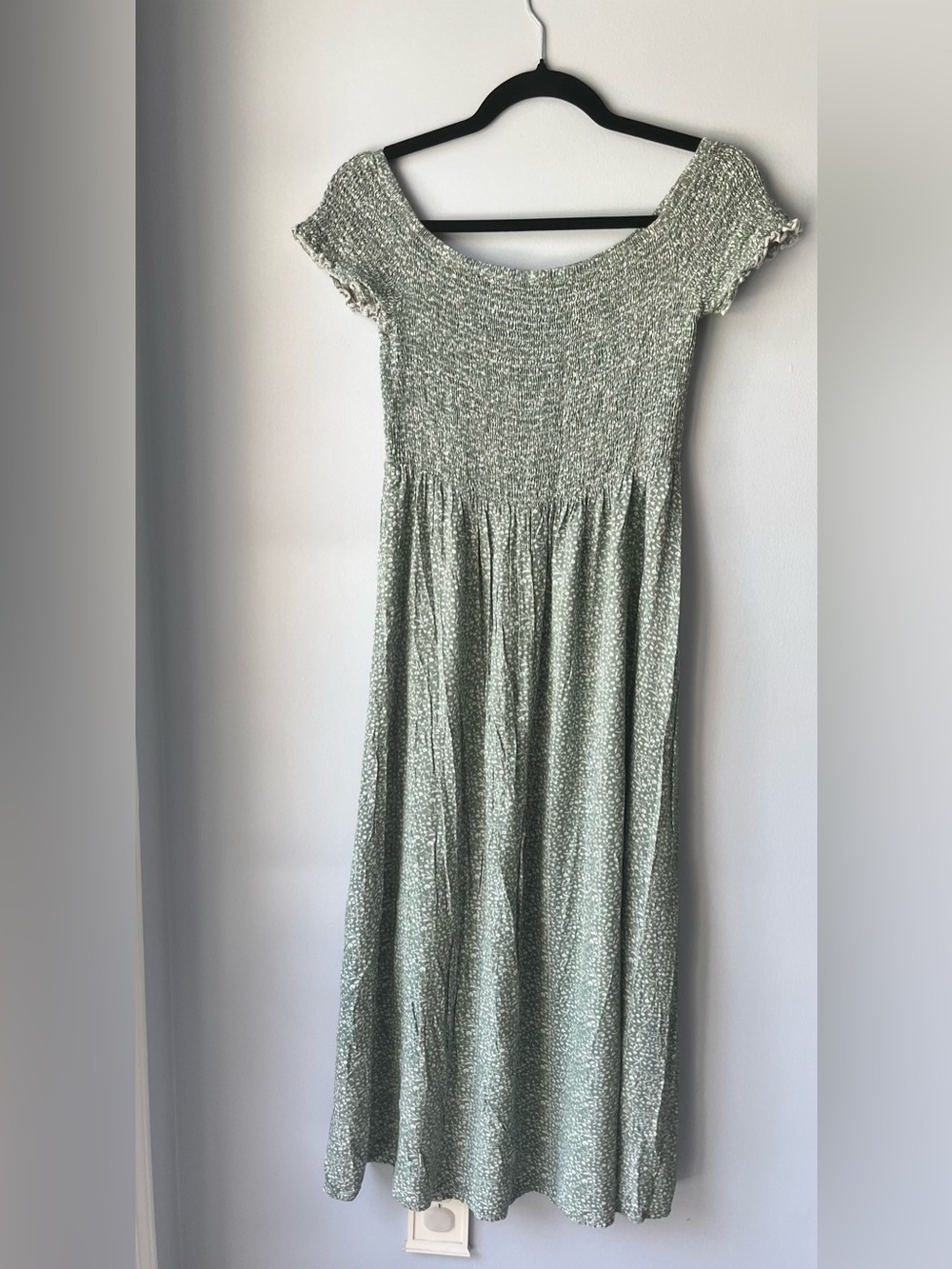 Floerns Women's Boho Floral Print Off Shoulder Split Long A Line Dress- Large